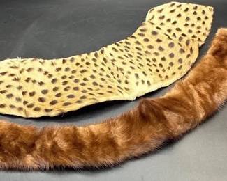 Vintage Faux Fur Collar Stole Lot 2  Leopard  Brown