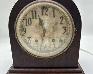 Vintage Set Thomas Wood Mantel Clock Chime Working 