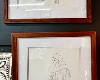 Lot #84: Two Original Framed and Signed Sketches by Charlie Hansen