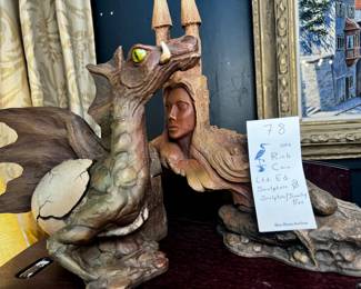 Lot #78: Two Rick Cain Limited Edition Sculptures, Dragon has hidden trinket box