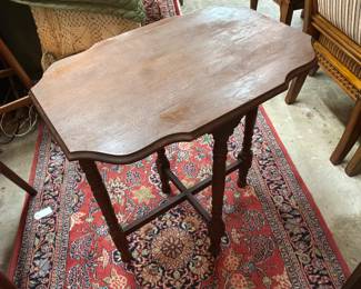 Lot #57: Three Pieces, One Winning Bid! This lot also includes this scalloped table with stretcher