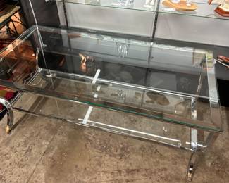 Lot #94: Two Tiered Chrome and Tempered Glass Coffee Table