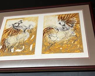 Lot # 96: Year of the Horse. Signed and Framed Italian Seriograph