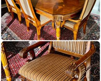 Dining Room Table with 2 Leaves, 4 Side Chairs and 2 Arm Chairs