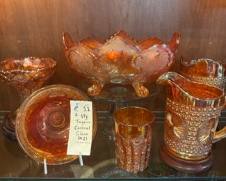 Lot #11: Second Collection of Tangerine Cut Carnival Glass