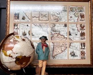 Lot #126: Around the World! Map, Globe and an Old Salt