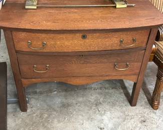 Lot #60: Two Drawer Antique Oak Chest