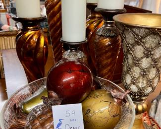 Lot #59: Luxe Metallic Finished and Crackled Glass Home Decor