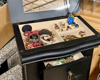 Lot #20: Standing Jewelry Cabinet (plus Costume Jewelry Collection Inside!)