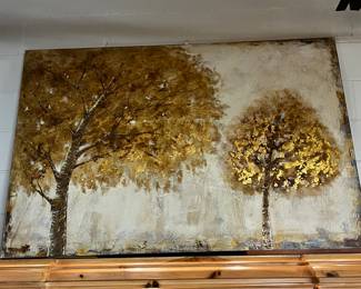 Lot 138: Golden Trees One: Large Scale Framed Print on Canvas