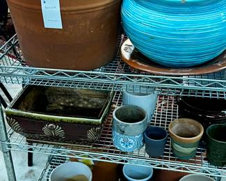 Lot #90: POTLUCK! Extensive Collection of Planters (Cart not included)