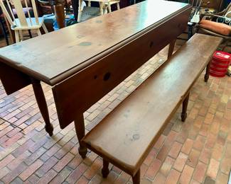 Drop leaf table with 2 benches(only one shown)