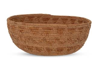 147
A California Mission basket
Early/mid-20th century; Southern California
A small coiled bowl with zigzag banding and sawtooth banding to base
2.75" H x 7" Dia.
Estimate: $200 - $400