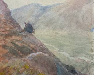 Antique European Impressionist Watercolor Initialed GSB 13 Mystery Artist