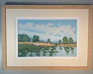 Frederick McDuff (1931-2011) Impressionist Color Lithograph Of  Landscape Titled September