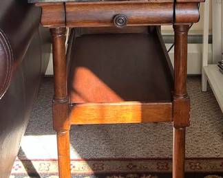 OAK MARBLE TOP SIDE TABLE