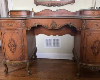 Vintage Inlay Wood Desk 