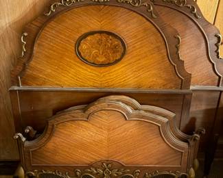 Vintage Headboard and Footboard, Pair of Single Frames with Rails, this bed set matches bedroom set in previous photos