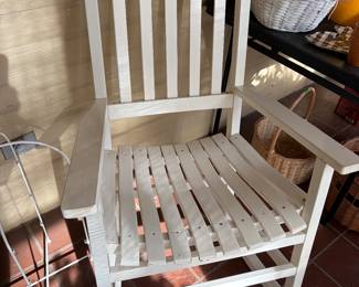 Vintage farmhouse, white wooden rocking chair