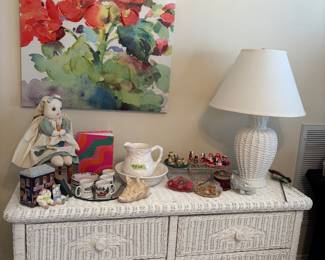 White wicker dresser