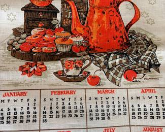 Vintage linen calendars from the 1960s through the year 2000