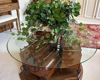 Rare Wooden and glass top Stagecoach coffee table 