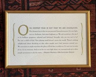 Signed Mandela photo and framed "thoughts"