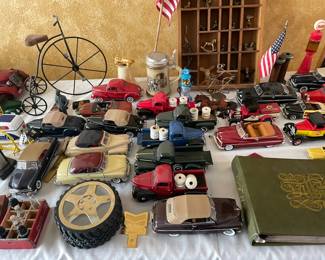 2 long tables full of  collectors model cars & trucks