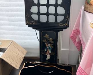 2 Tall Mother of Pearl black Lacquer Lamps