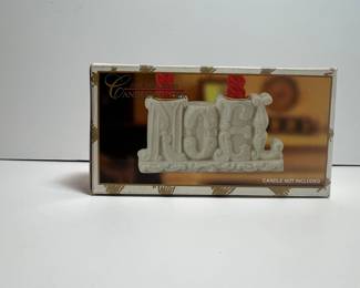 Vintage "NOEL" Jade Porcelain Candle Holder