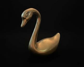 Vintage Solid Brass Swan Planter