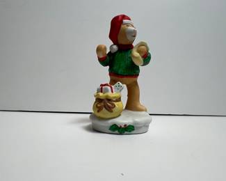 Ceramic Christmas Bear Figurine with Gift Bag
