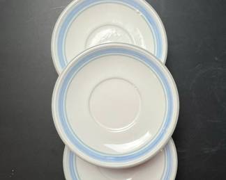 Yamaka Fascino Stoneware Saucers  Blue and Green Stripe Pattern