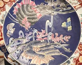 Toyo Decorative Plate with Dragon and Fish Motif