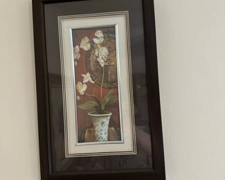 Framed Orchid Print in Chinese Style Vase