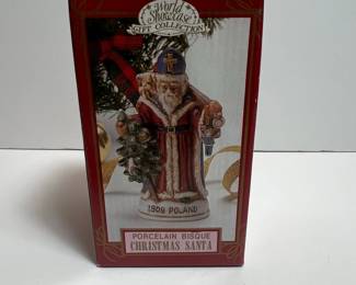 The International Santa Claus Collection "1909 Poland" Porcelain Bisque Christmas Santa Ornament
