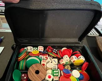 Assorted Dice and Game Tokens Set in Zippered Case