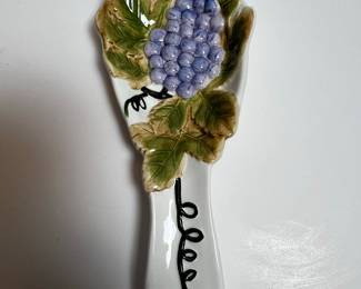 Vintage Ceramic Grape Cluster Spoon Rest