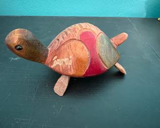 Hand Carved Wooden Turtle Figurine - Jamaica Souvenir