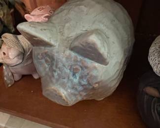 Vintage Rustic Piggy Bank  USA Pottery