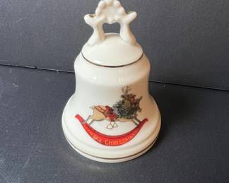 Vintage Japan Christmas Bell with Rocking Horse and Reindeer