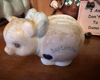 Vintage Precious Moments Count Your Blessings September Piggy Bank