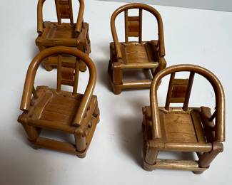 Set of 4 Miniature Bamboo Chairs