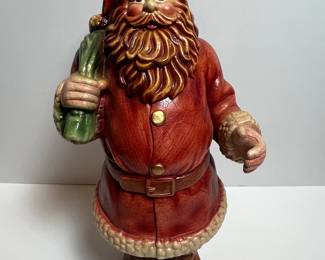 Vintage Ceramic Santa Claus Figurine with Crackled Finish
