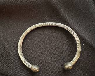 Twisted Cable Bangle Bracelet with Ball Ends