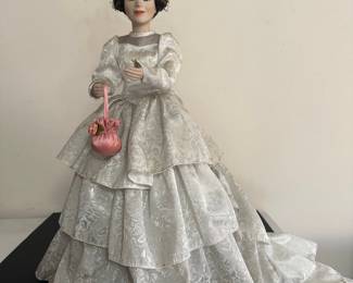 Doll #6 Victorian Bride Porcelain Doll in White Lace Gown