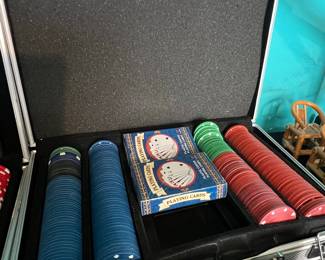 Cardinal "Playing Cards" Brand Aluminum Poker Chip Case with Playing Cards