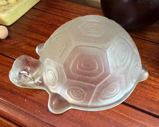 Art Deco Frosted Glass Turtle