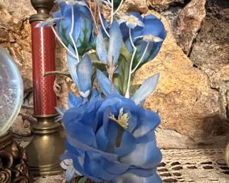Artificial Blue Roses Arrangement in Decorative Vase