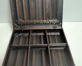 Vintage Bamboo Game Box with Decorative Stitching